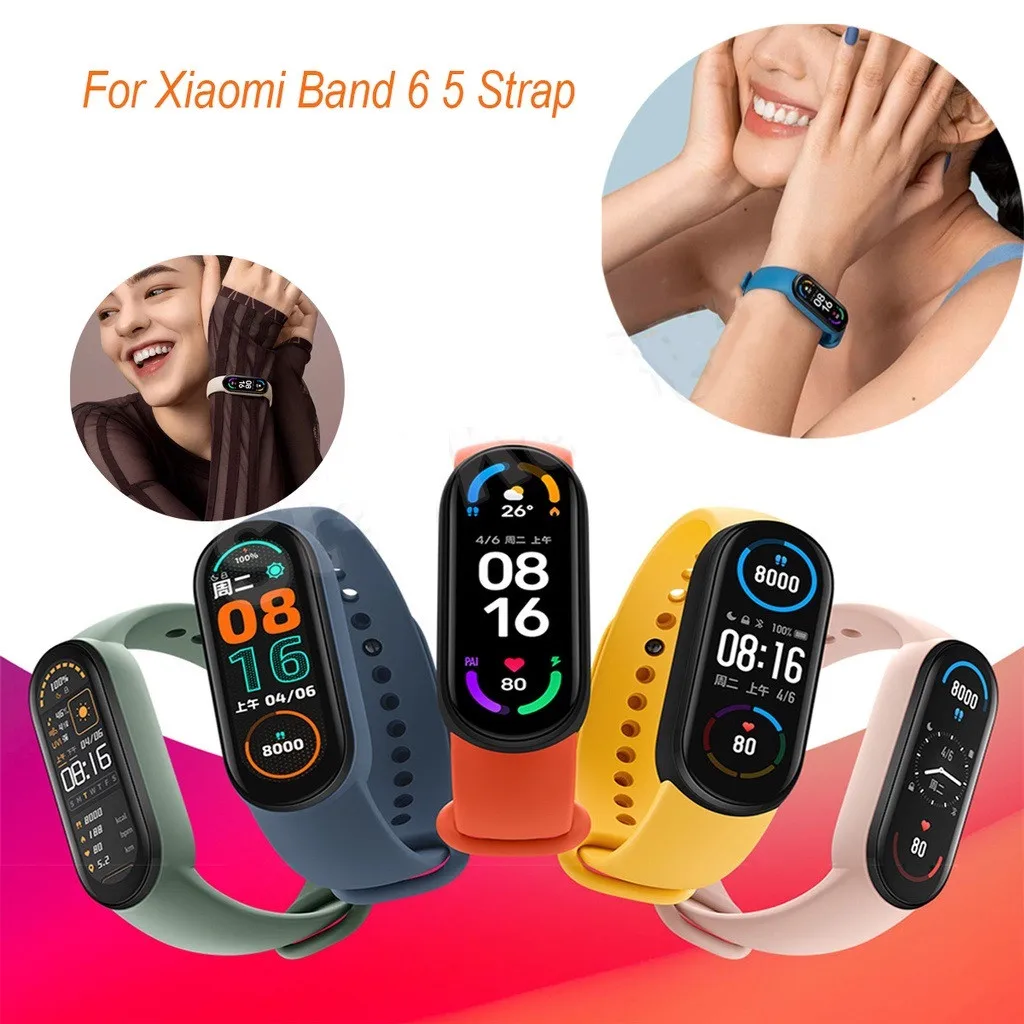 

For Mi Band 5 6 Strap Silicone Replacement Band Wriststrap 5 Wristband Smartwatch Bracelet Smartwatch Accessories