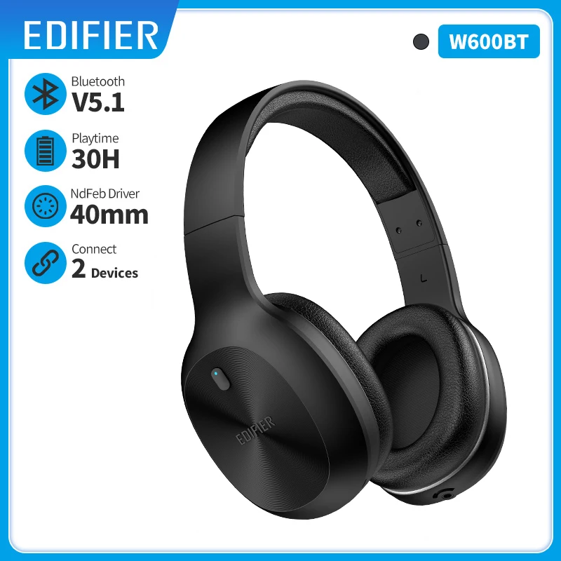 

Edifier W600BT Wireless Headphone Bluetooth 5.1 Headset, 30H playback, Clear Voice Microphone, Lightweight, Ergonomic Design
