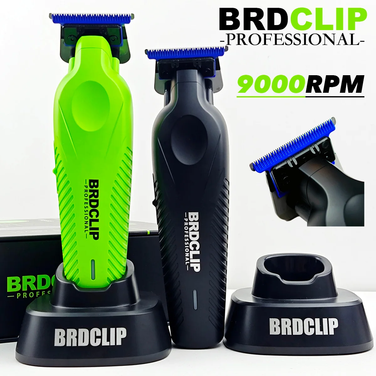 Фото BRDCLIP BRD-9615 Триммер для волос для мужчин, мотор 9000 об/мин, профессиональная электрическая машинка для стрижки волос, синее лезвие DLC с базовой машиной для резьбы №1