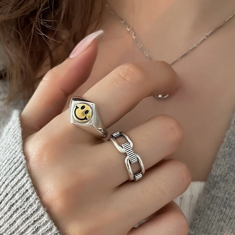 

New Trend Cute Personality Design Smiley Human Face Rings For Women Charms Finger Jewelry Gift