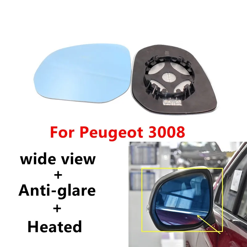 

Автомобильное внешнее зеркало заднего вида, синие очки, широкоугольные светодиодные сигналы поворота светильник Мощный нагрев для Peugeot 3008