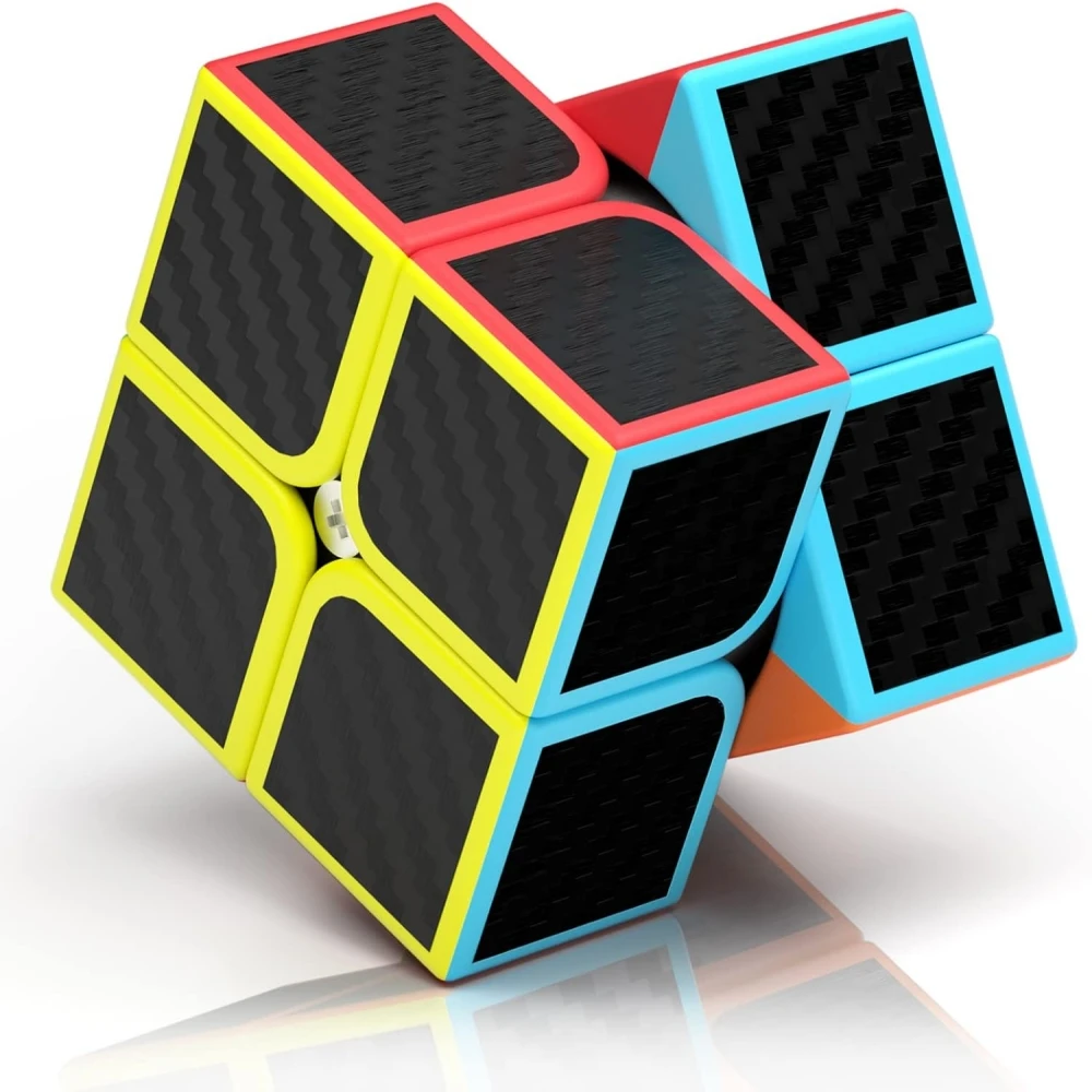 Qiyi 2x2 Speed Cube Супер Прочная Наклейка Из Углеродного Волокна Яркие Цвета Быстрый Куб