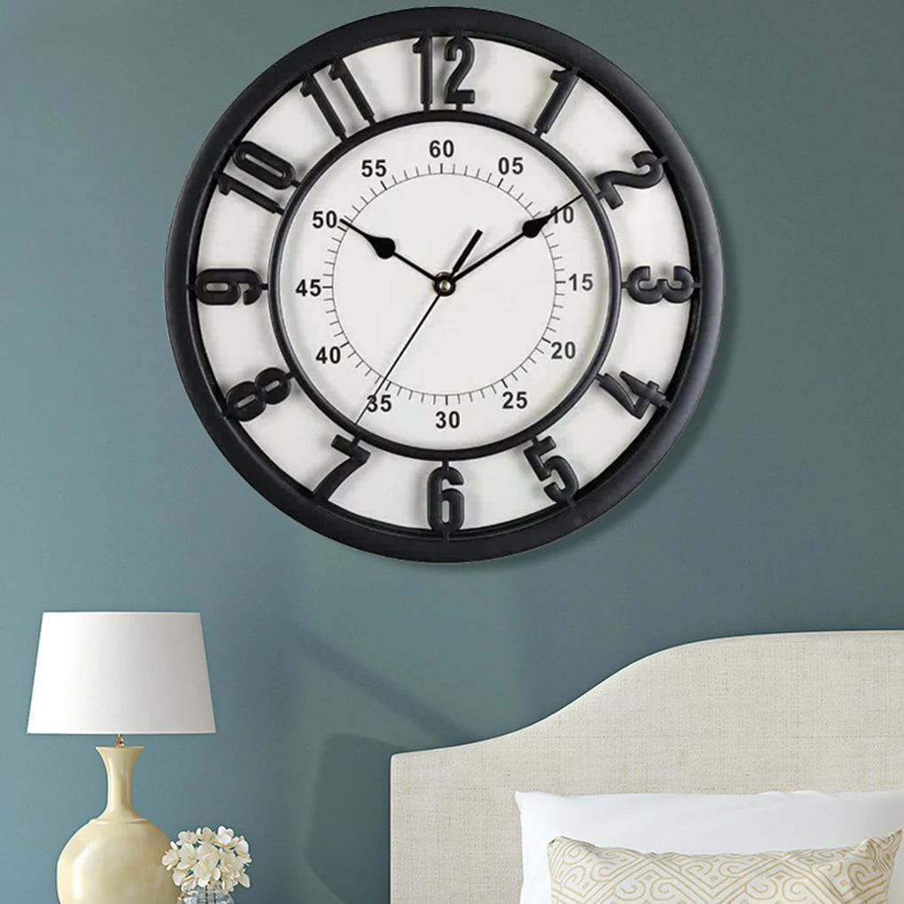 

Большие винтажные настенные часы в стиле ретро с металлической указкой, круглые часы в европейском стиле, полые художественные часы, подвесные часы без тикания