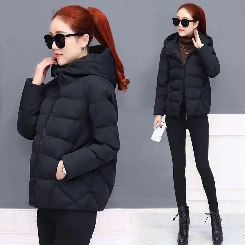 2022 New Hooded Thick Warm Short Jacket Cotton Padded Parka Basic Coat Female Winter Parkas Women Jacket Outerwear