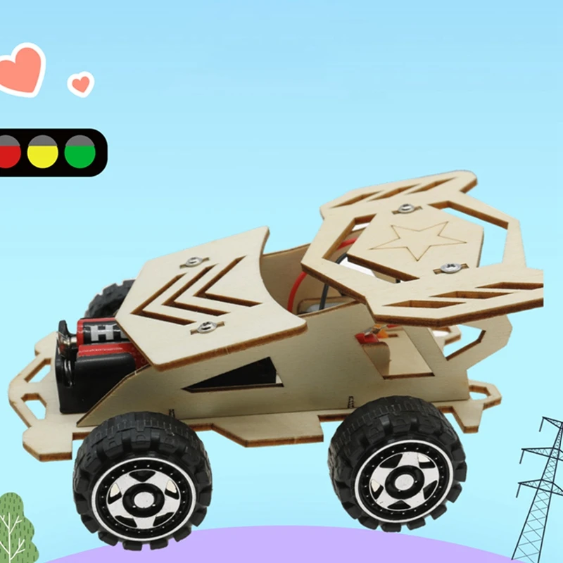 

Creative Kid Wooden DIY Assembly 4-CH Electric RC Racing Car Model Science Experiment Toy DIY Assembly RC Car Model Gifts