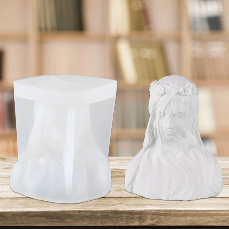 

N1HE Veiled Woman Candle UV Epoxy Resin Mold Handmade Gypsum Plaster Wax Soap Crystal Silicone Mould DIY Crafts Home Decorations