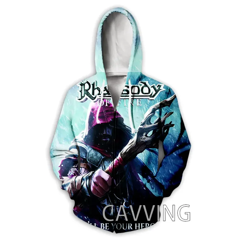 Новые модные толстовки на молнии с 3D принтом Rhapsody of Fire Band капюшоном в стиле