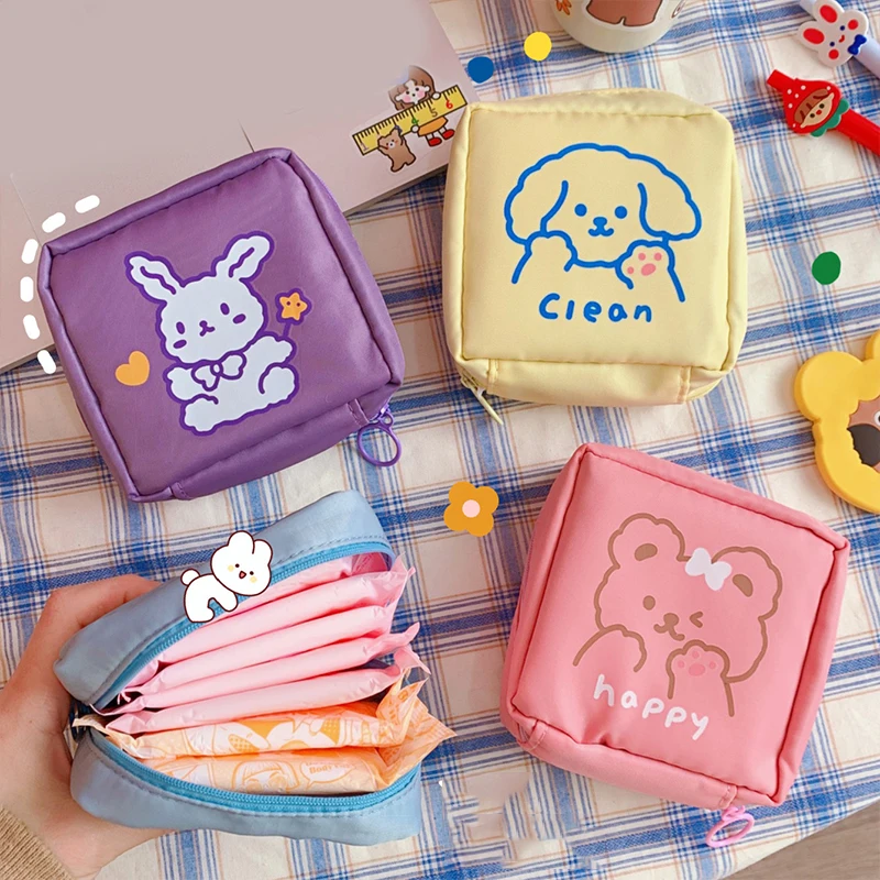 

1Pcs Waterproof Sanitary Pads Pouch Tampon Napkin Storage Bag Coin Purse Bag Travel Makeup Lipstick Kawaii Data Cables Organizer