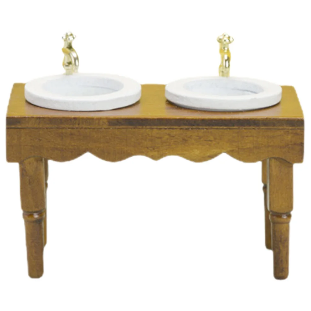 

Miniature Furniture Ornament Home Decor House Supplies Wooden Bathroom Sink Cabinet