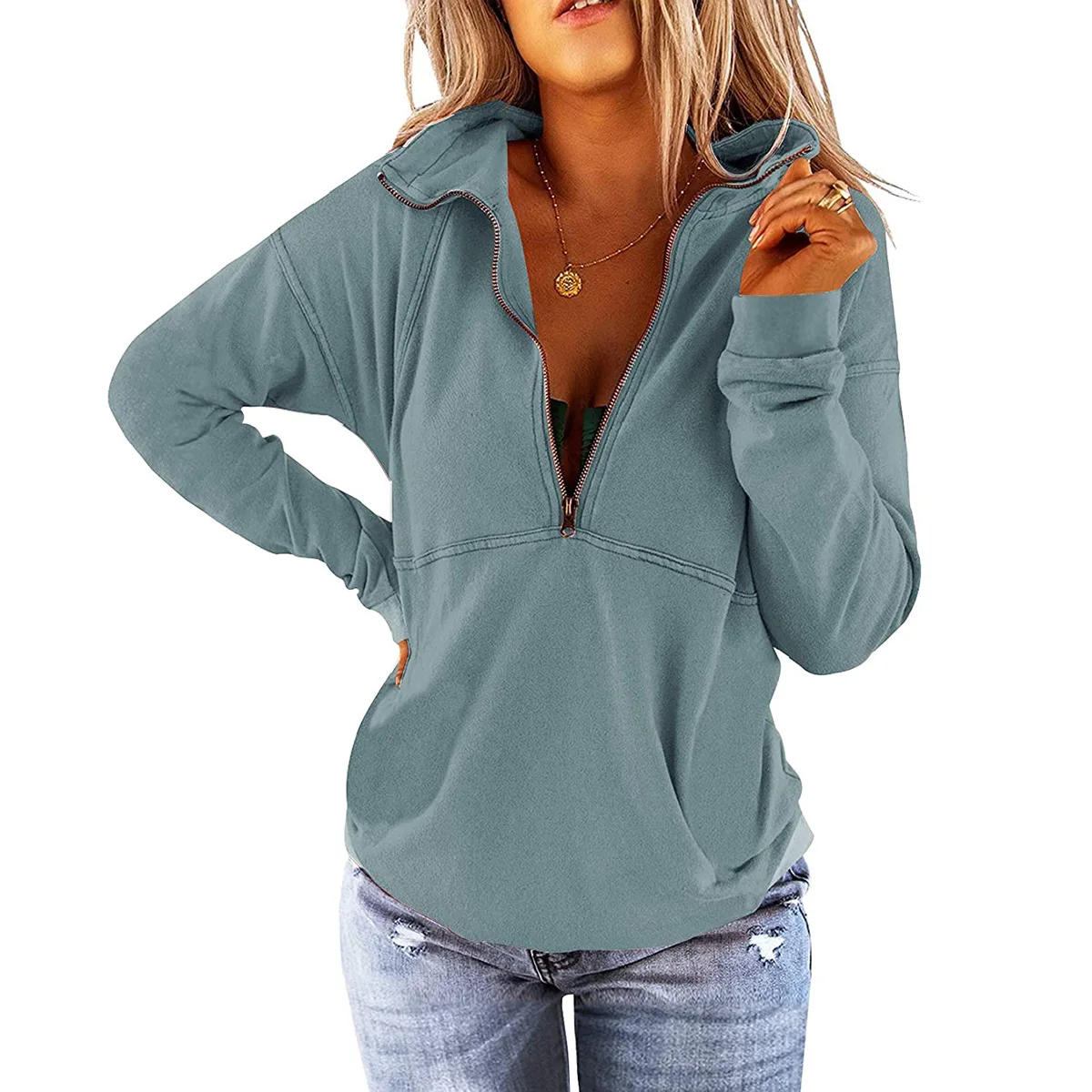 

Casual Zip up Hoodies Women Solid Long Sleeve Hooded Sweatshirts New Autumn Oversized Korean Basic Tops Female Hoodies