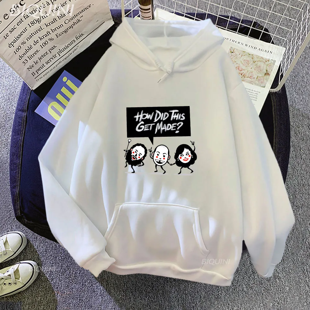 

How Did This Get Made Hdtgm Men's Loose Hoodies Vintage Print Cartoon Black Tops Casual Fashion Cotton Winter Sweatshirts Unisex