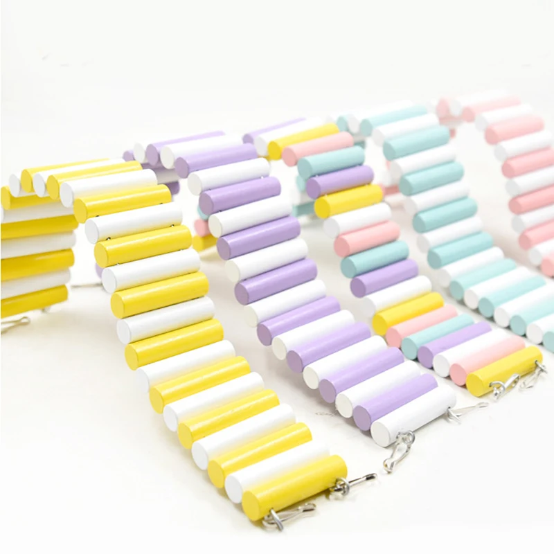 

5 Colors Pets Parrot Hamsters Climbing Toys Colorful Brige Gerbil Exercise Ladder Natural Woods Pet Ladder Toy