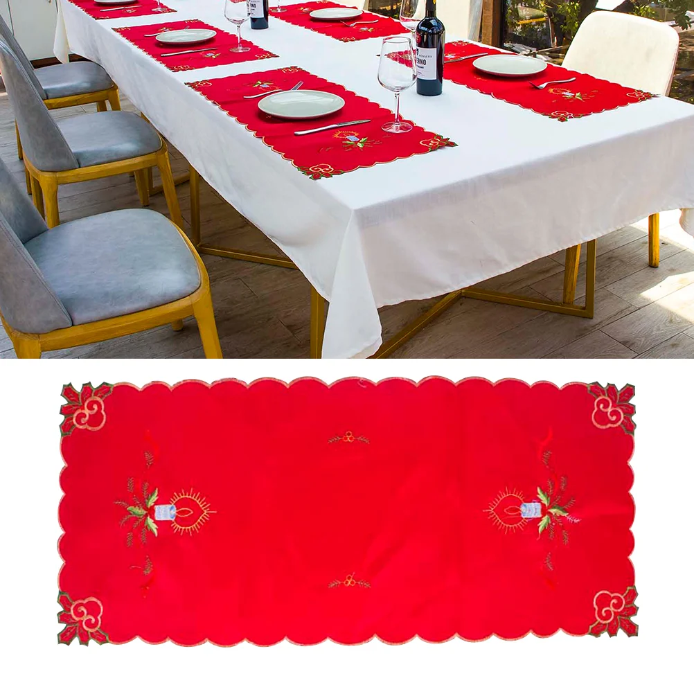 

1PC Christmas Placemat Anti-slip Heat-resistant Santa Claus Desktop Decor for Restaurant