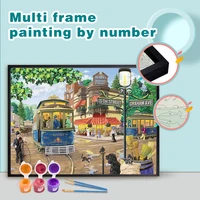 gatyztory paint by number with multi aluminium frame urban bus scenery drawing on canvas handicraft art gift diy kits home decor