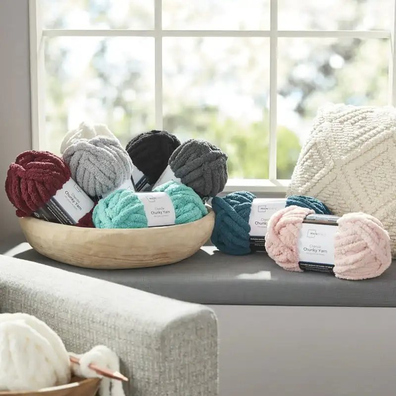 

Chenille Yarn, 31.7 yd, Charcoal, 100% Polyester, Super Bulky, Pack of 4