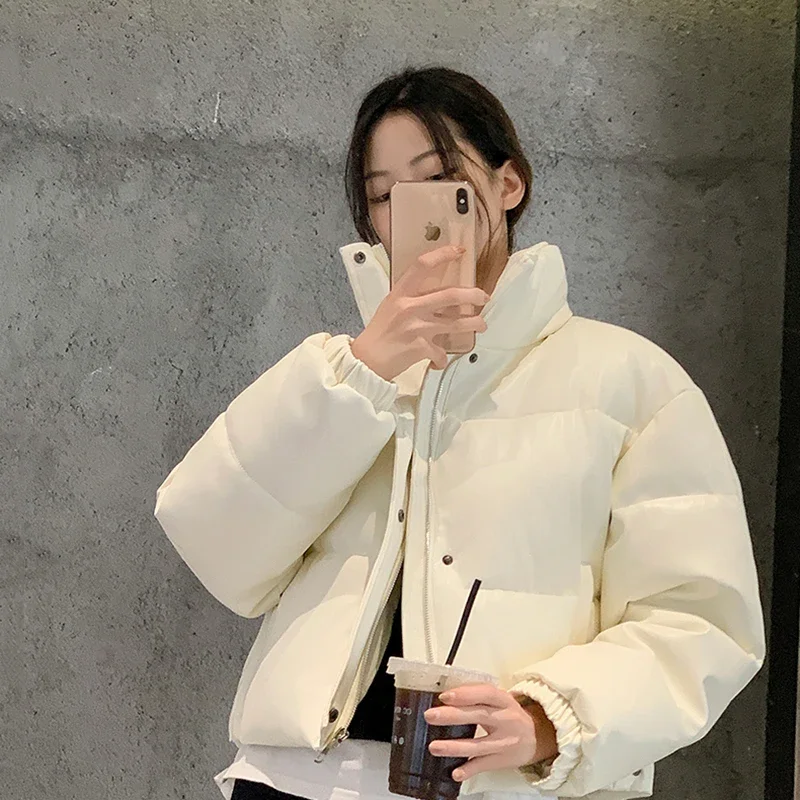 Y2K уличная одежда короткие парки из искусственной кожи женские зимние толстые