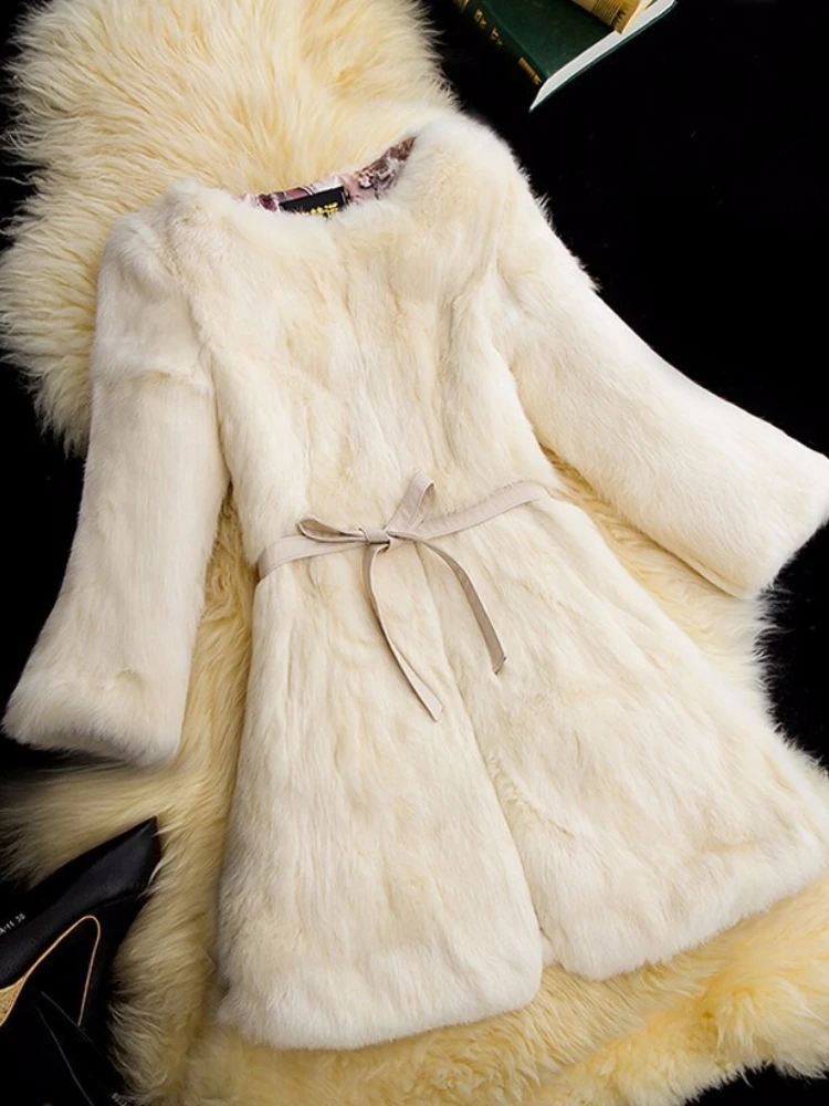 ICCLEK Mink coat women's autumn and winter 2020 Rex Rabbit Fur imitation fur coat medium long women's mink