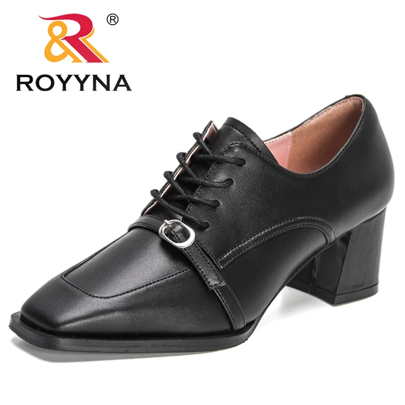 

ROYYNA 2022 New Designers Classics Pumps Brand High Heels Dress Party Wedding Shoes Women Lace Up Square Toe Work Shoes Feminimo