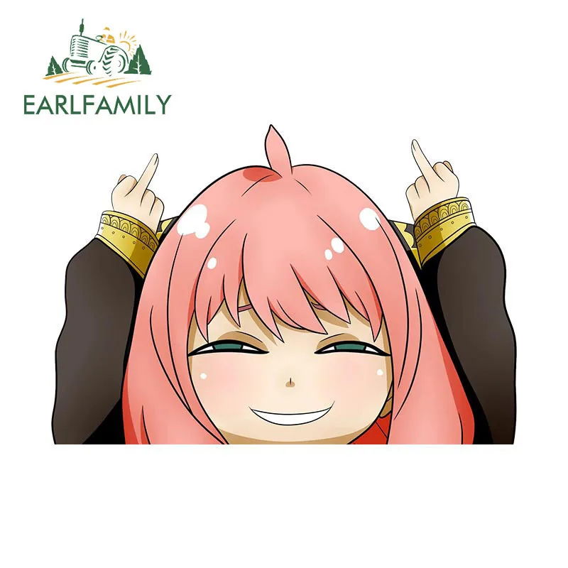 EARLFAMILY средний палец руки в стиле чиби автомобильные наклейки Anya Jahy Sama Izumi Sagiri Peeker