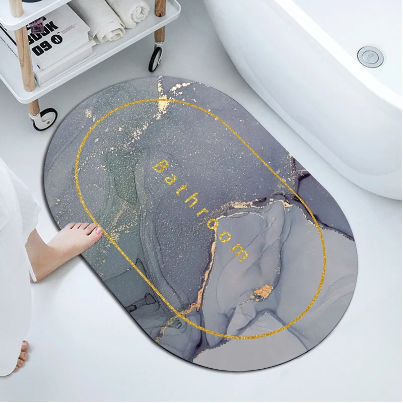 

Super Absorbent Bathroom Diatom Mud Cushion Oval Water Absorbing Bath Mat Mat Toilet Carpet Shower Mats Quick Drying Tub Rug