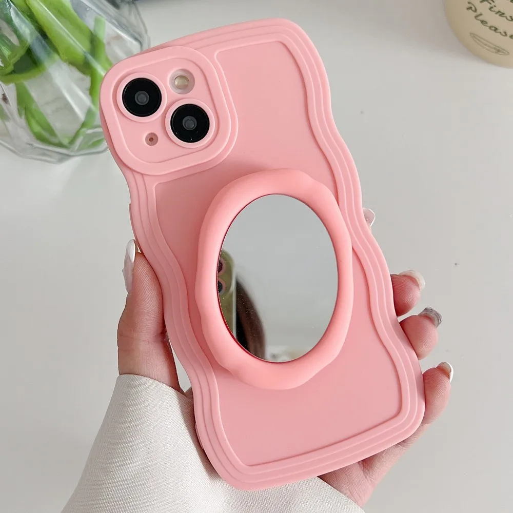 

Makeup Mirror Wave Edge Phone Case For Samsung S23 S20 S21 FE S22 Plus Pro Ultra + A54 A42 A50 A51 A52 A53 A70 A71 A72 A73 S
