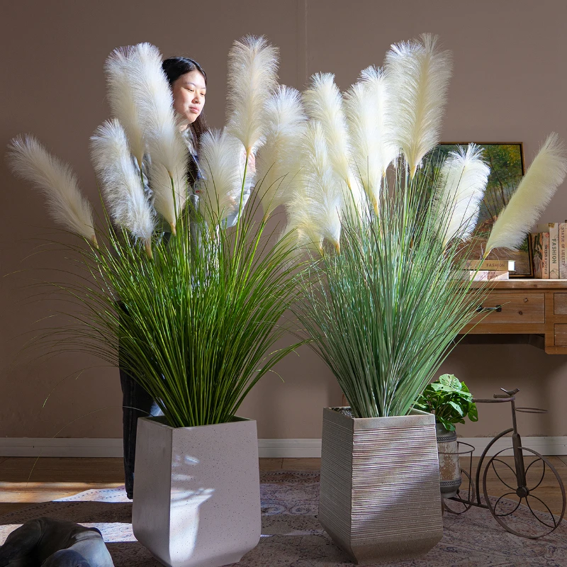 

High-end light luxury artificial green plant, large reed grass, artificial flower, indoor potted plant, bionic fake tree, home