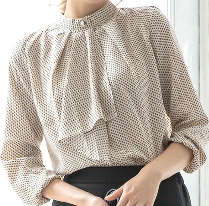 

New 2023 Spring New Fashion Wave Dot Long Sleeved Shirt Women's Top
