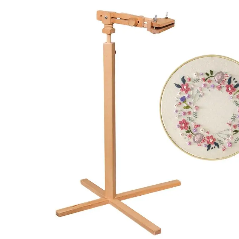 

Embroidery Stand Hoop Wooden Hand Embroidery Hoop Holder Table Stand Multipurpose Smooth Rotatable Hand Embroidery Stand Holder