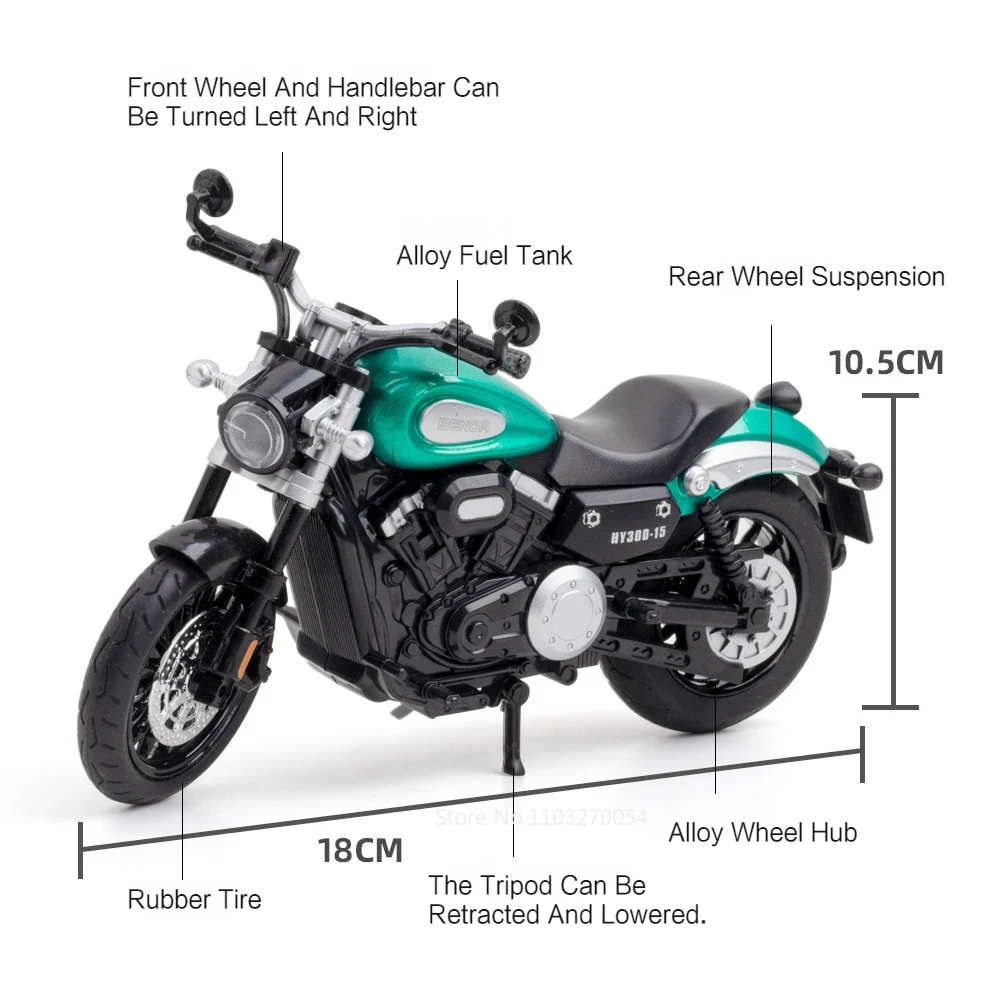 Масштаб 1/12 Модель Мотоцикла Benda Chinchilla BD300 Литой Под Давлением Металлический