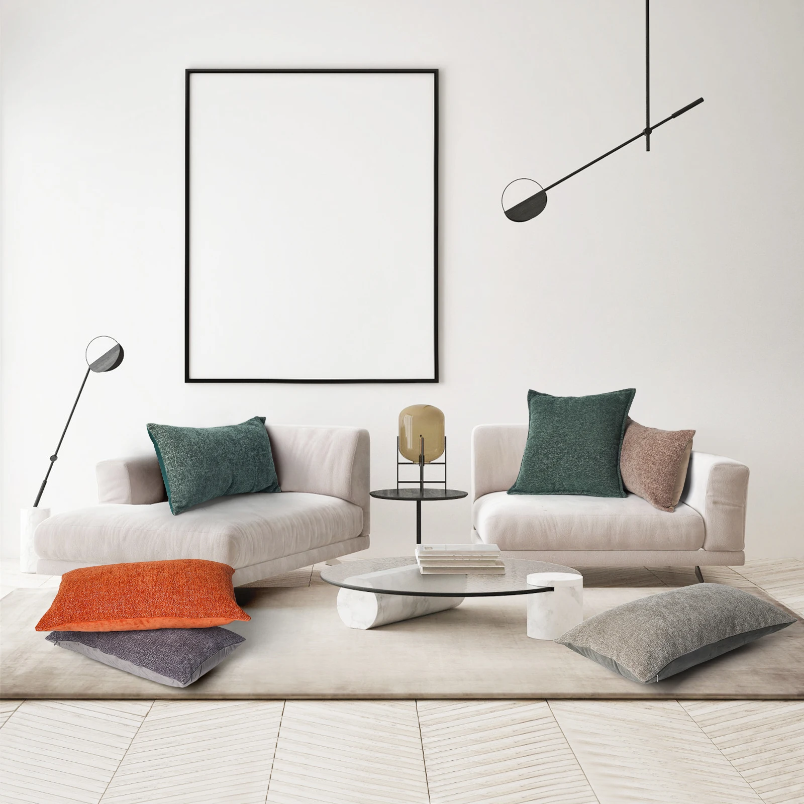 

Набор из 2 декоративных квадратных подушек из синели, наволочки для дивана, спальни, автомобильного дивана, кровати, современного стиля, фер...