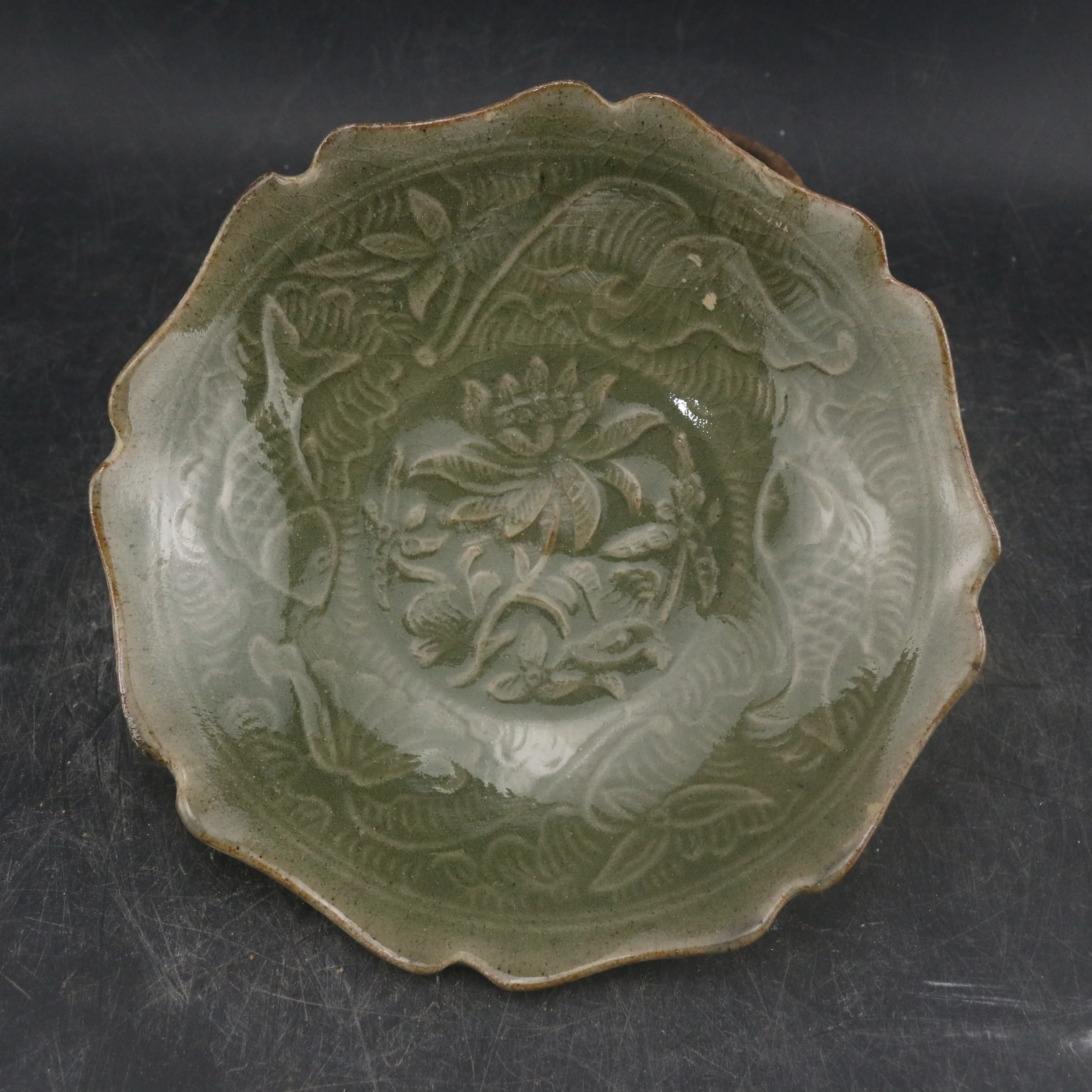 1 шт. китайская песня яочжоу фарфоровая резная Рыба Лотос Птица цветы