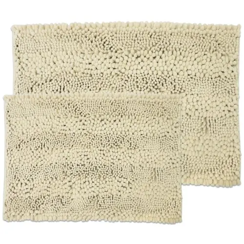 

2 Piece Chenille Bathroom Rug Set Non Slip Latex Back