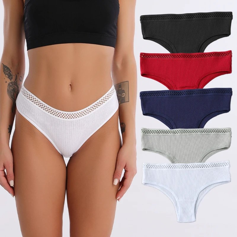 

3PCS Women's Cotton G-String Thong Panties Briefs Sexy Lingerie Pants Intimate Ladies Letter Low-Rise Thongs Breathable G-string