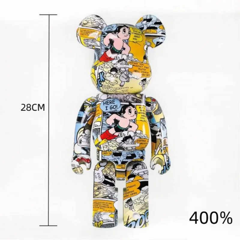 New Astro Boy Bearbrick 400% Figure Toy Model Animation Action Figures High Quality 28cm Violent Bear Decoration Christmas Gift