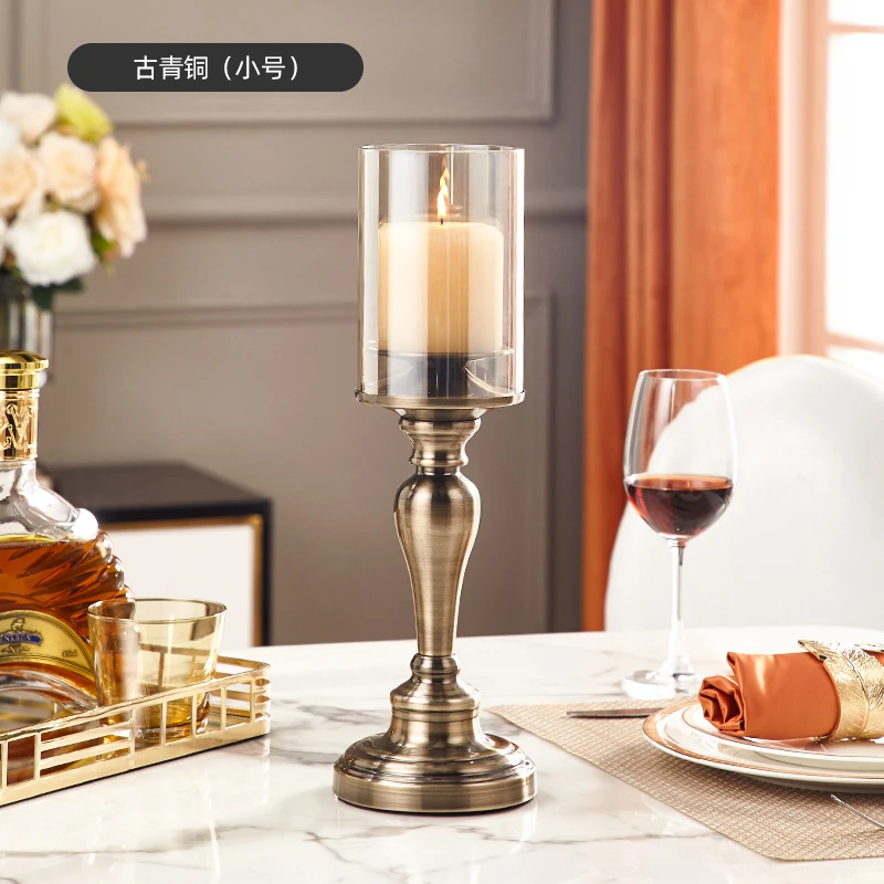 Rose Gold Dinning Table Nordic Crystal Candle Holder Golden Mercury Glass Stand Candle Holders Living Room Decoration New II50ZT