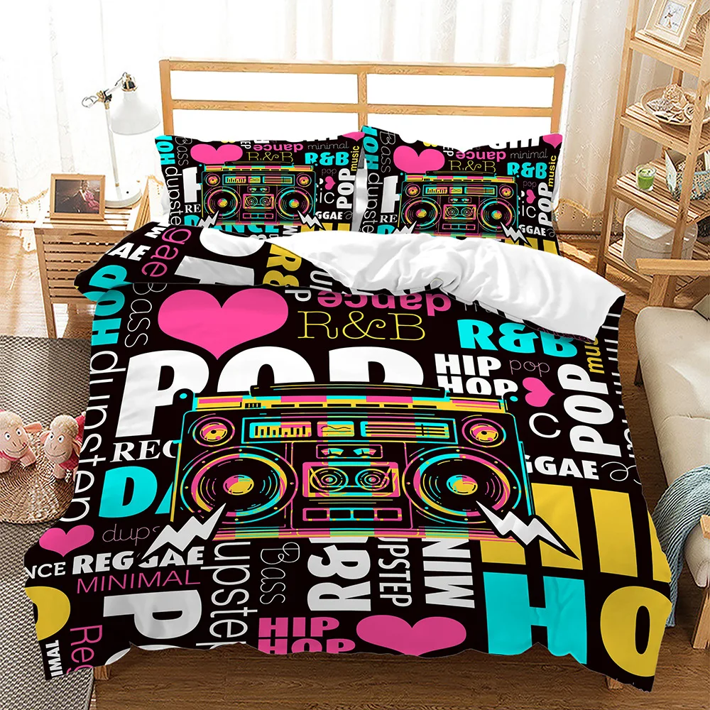 

3D Recorder Printed Bedding Set 2/3pcs Home Decoration Mechanics Pattern Quilt Duvet Cover with Pillowcase Queen for Bedroom
