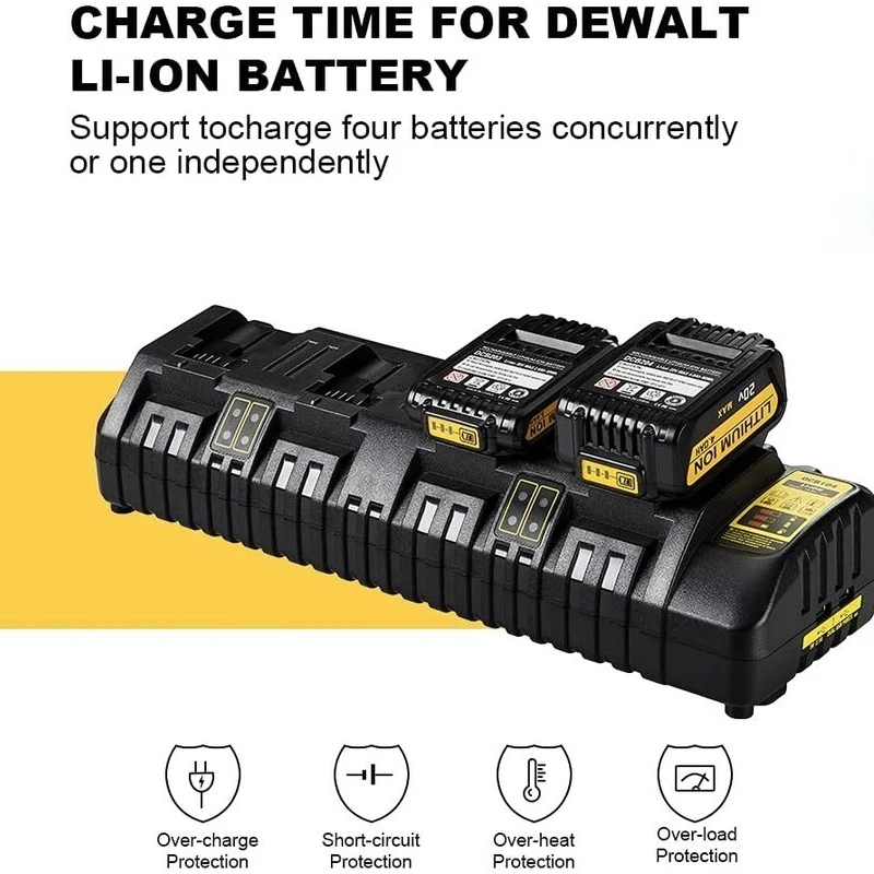 

Зарядное устройство с 4 портами DCB104, быстрое оптимальное зарядное устройство 3 А, заряжающий ток для Dewalt 10,8 В 14,4 в 18 в 20 в, литиевая батарея с г...