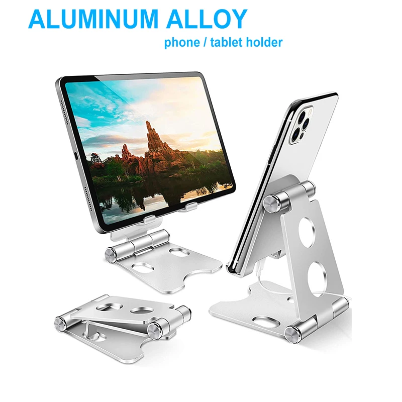 Universal Aluminum Alloy Phone Tablet Desktop Stand Holder Folding Portable Home Office Lazy Bracket Smartphone Holder Stand