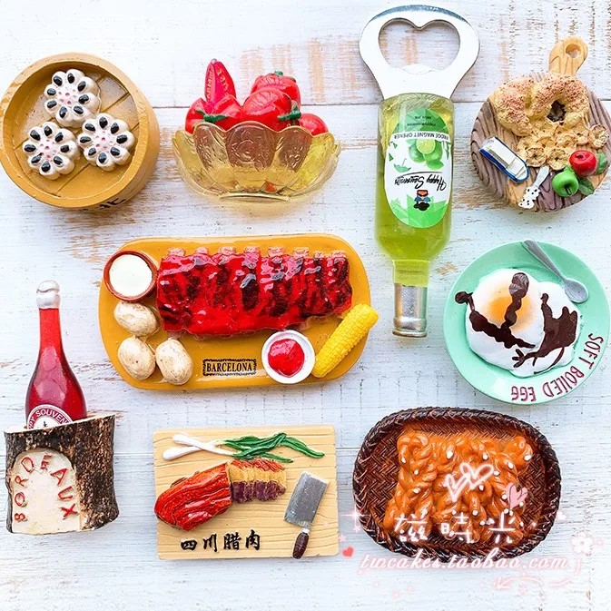 Beijing, Spain, Sichuan snacks, gourmet dough twists, food decoration refrigerator magnets