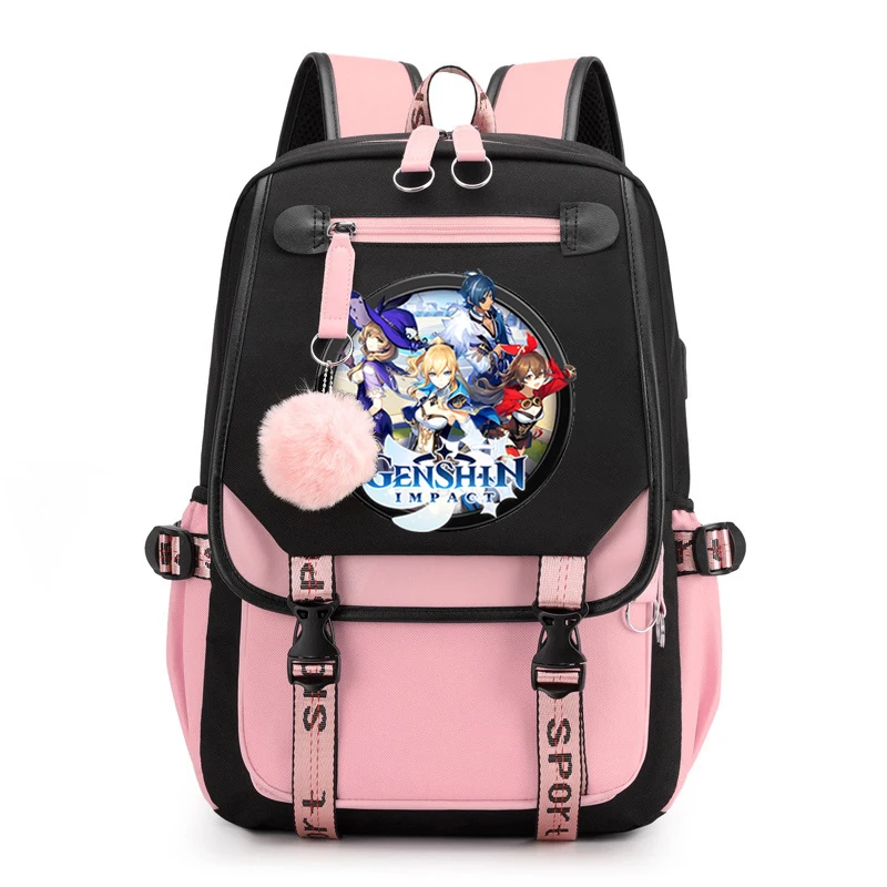 

Genshin Impact Hu Tao Cosplay Backpack Women Large Capacity Bag Students School Bag Backpack Teenager Boys Girls Travel Backpack