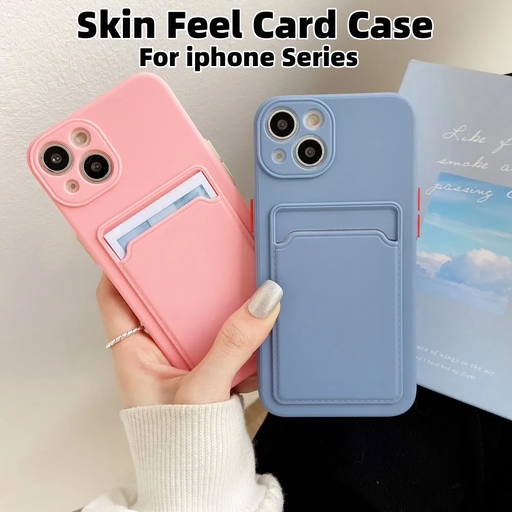 Skin feel card Case For iphone 16 15 Pro Max 14 13 12 11 Solid color simple Soft X XS MAX XR Plus Cover
