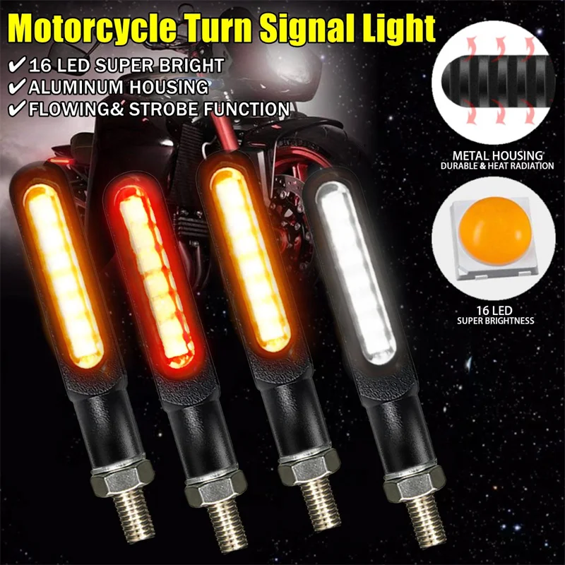 

2/4pcs Motorcycle Turn Signal Lights 12V 16 LED Flashing Indicator Lamp