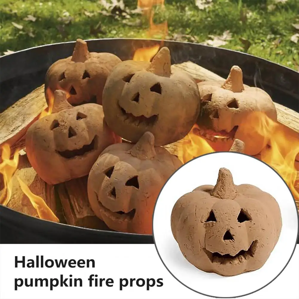 

Reusable Pumpkin Prop Safe Spooky Halloween Pumpkin Prop High Temperature Resistant Decoration for Flame Pit Fireplace