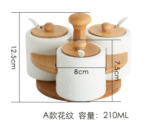 Кухонные принадлежности керамический горшок для приправ деревянная основа