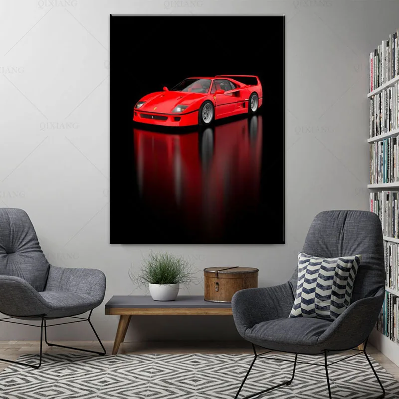 

Красные автомобильные постеры Ferrari F40 003, картины, холст, декоративная печать, настенное искусство, домашний декор, картины для украшения гос...