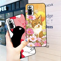 hand painted cat phone case for xiaomi redmi note 10 11 11t 9 pro 10s 10t 9t 8 7 pro 9 9a 9c poco x3 nfc m4 5g soft tpu capa