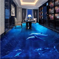 custom 3d flooring pvc vinyl floor dolphins 3d floor wallpaper waterproof self adhesive pvc 3d wallpaper