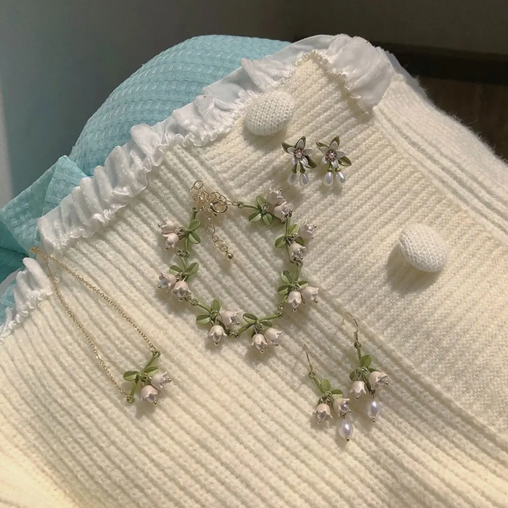 

Pearl For Girls Drop Dangle Earrings Pendent Bracelets Women Stud Earrings Clavicle Chain Choker Korean Necklace