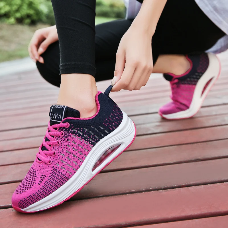 Women Running Shoes Air Cushion Lightweight Tennis Sneakers Increasing Height Casual Walking Shoes Zapatos De Tenis