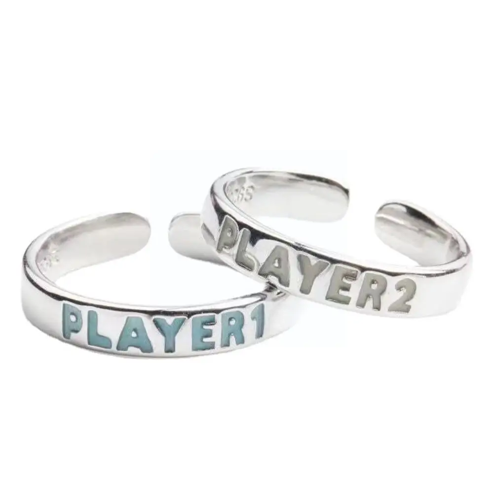 

Luminous Open Ring For Couple Glowing In The Dark Player 1 Player 2 Matching Gaming Ring For Women Men Valentine's Day Gift B0l4